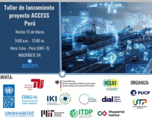 El 15 de marzo a las 9:00 a.m. se realizará el Taller de Lanzamiento del Proyecto ACCESS - Fase preparatoria, organizado por PUCP, PNUMA y PNUD. El objetivo del proyecto ACCESS es acelerar el acceso a soluciones de movilidad urbana baja en carbono a través de la digitalización. ACCESS es un proyecto conjunto de diez organizaciones que participan en seis países de América Latina. El proyecto establecerá una estrategia coordinada y coherente a nivel regional, nacional y de ciudad con la sociedad civil, socios públicos y privados. Se aplicarán políticas y acciones que permitan el despliegue y la aceptación en el mercado de inversiones en innovación y tecnología en el sector del transporte, contribuyendo así a una movilidad con bajas emisiones de carbono y una mejor calidad del aire. El Departamento de Ingeniería se hace presente a través del equipo técnico conformado por los ingenieros y profesores de la PUCP, Luis Chirinos, Juan Diego Mendoza, César Bertrán, Fiorella Aranda, Juan Carlos Dextre y Julio Cuisano, coordinador del proyecto. Para confirmar su participación en el Taller de Lanzamiento, por favor inscríbase haciendo clic en el siguiente enlace: https://renata.zoom.us/meeting/register/tZYoceiqqzooH9ajag2XAcUqGwQHOuOSBgTh